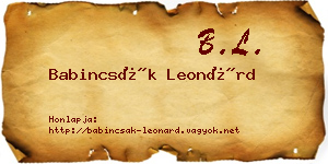 Babincsák Leonárd névjegykártya